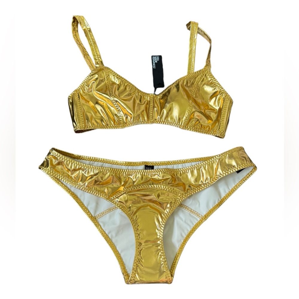 LISA MARIE FERNANDEZ****Gold Bikini Set***Size 2; Med. $398 NWT